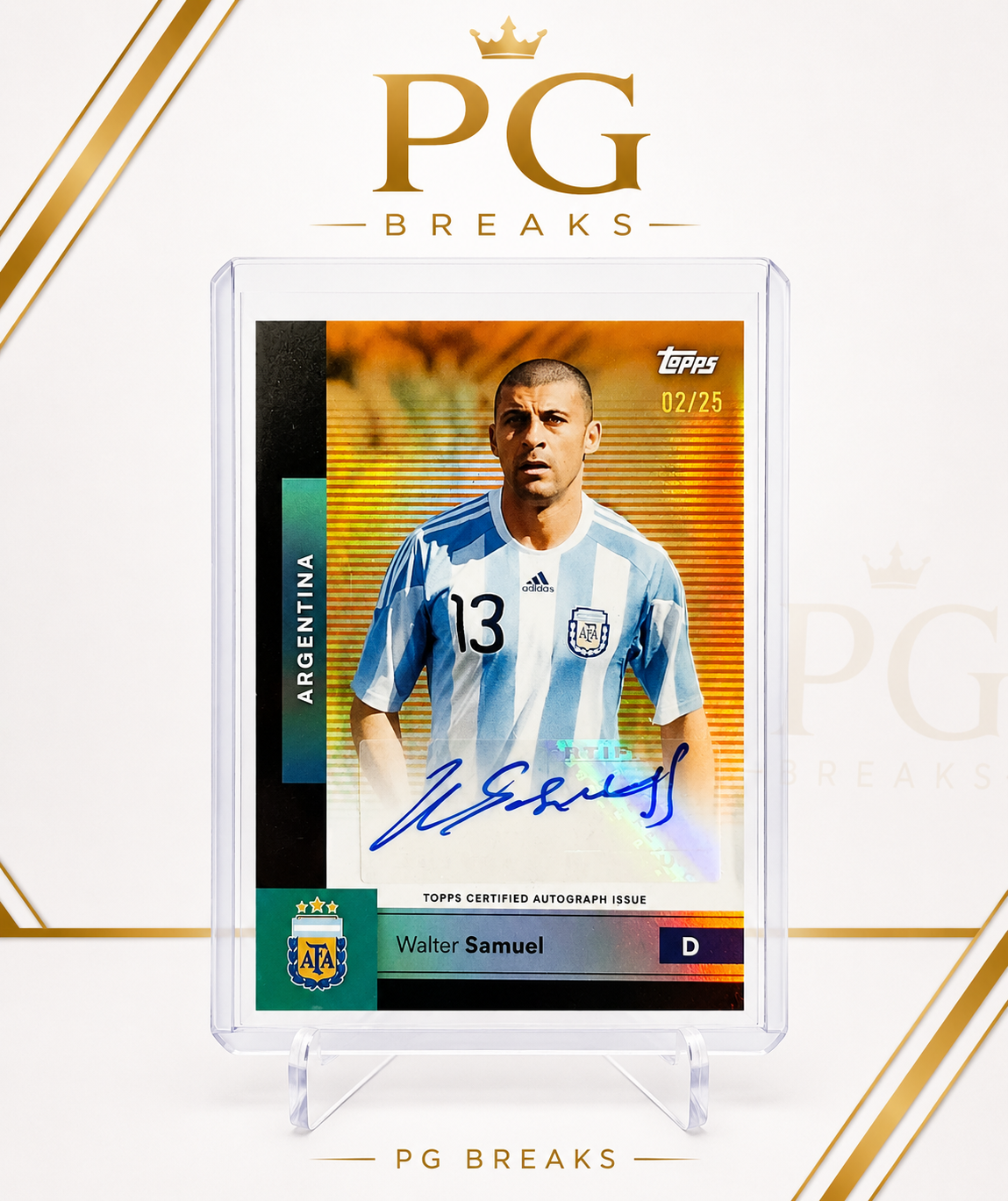 Walter Samuel – Topps Argentina Team set Auto 02/25