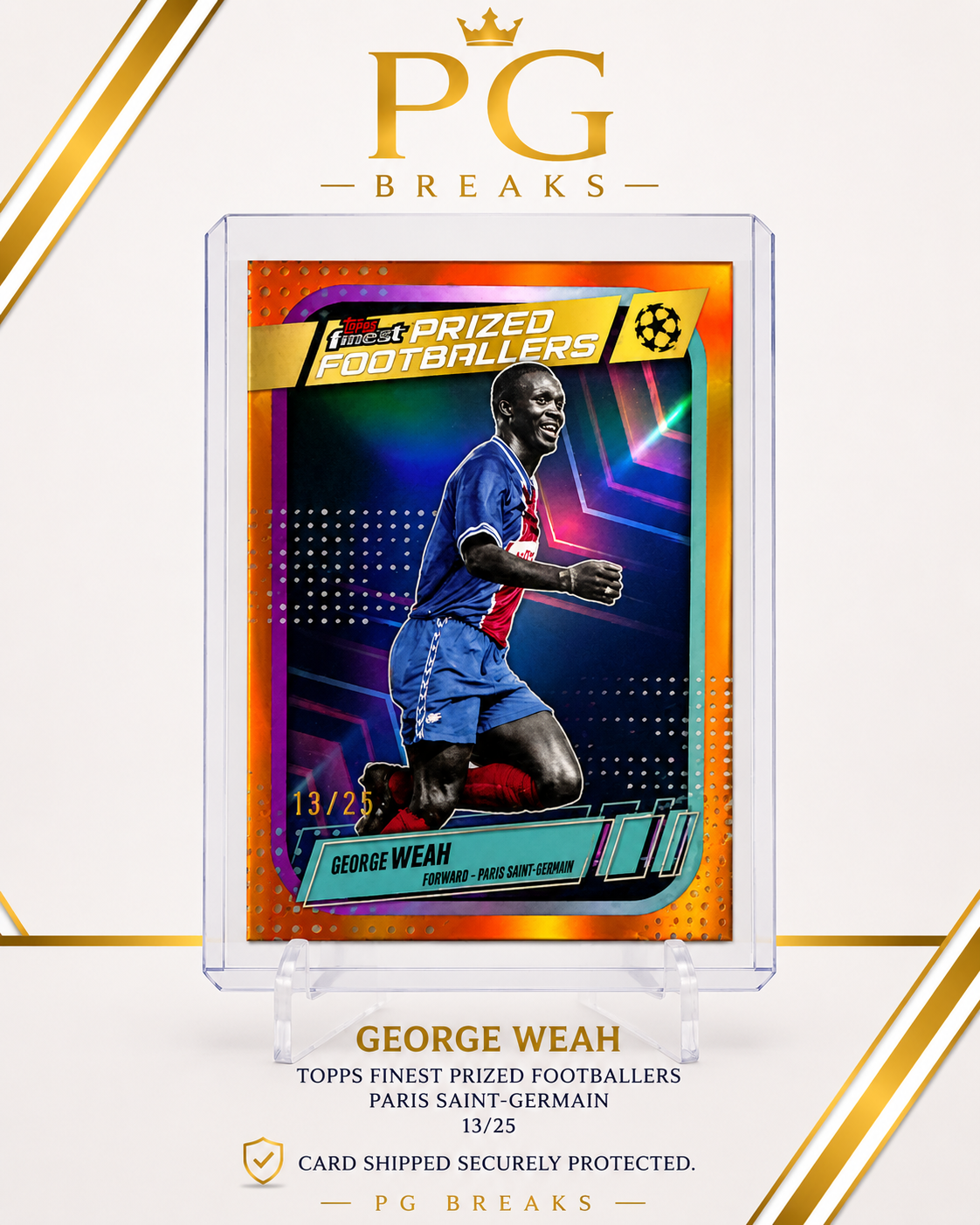George Weah – Topps Finest Prized Footballers Orange /25 – PSG